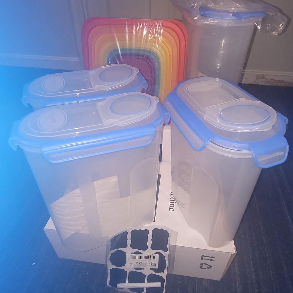 Airtight Food Storage Container Set with Blue Lids